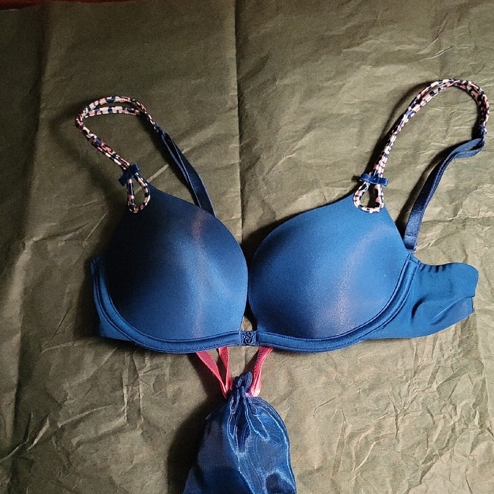 Victoria's Secret Blue Bra with Patterned Straps